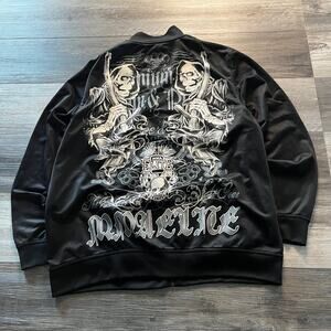 Vintage Y2K MMA Elite Black Men L Cybergrunge Cybergoth Grim Reaper Track Jacket
